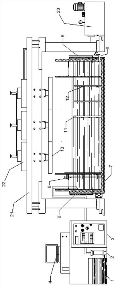 Multi-field coupling simulation test device and method for mine groundwater pollution