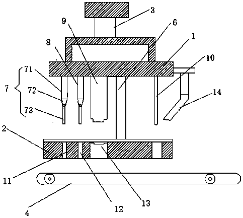 Injection mold for continuous injection molding of products of different shapes and machining method thereof