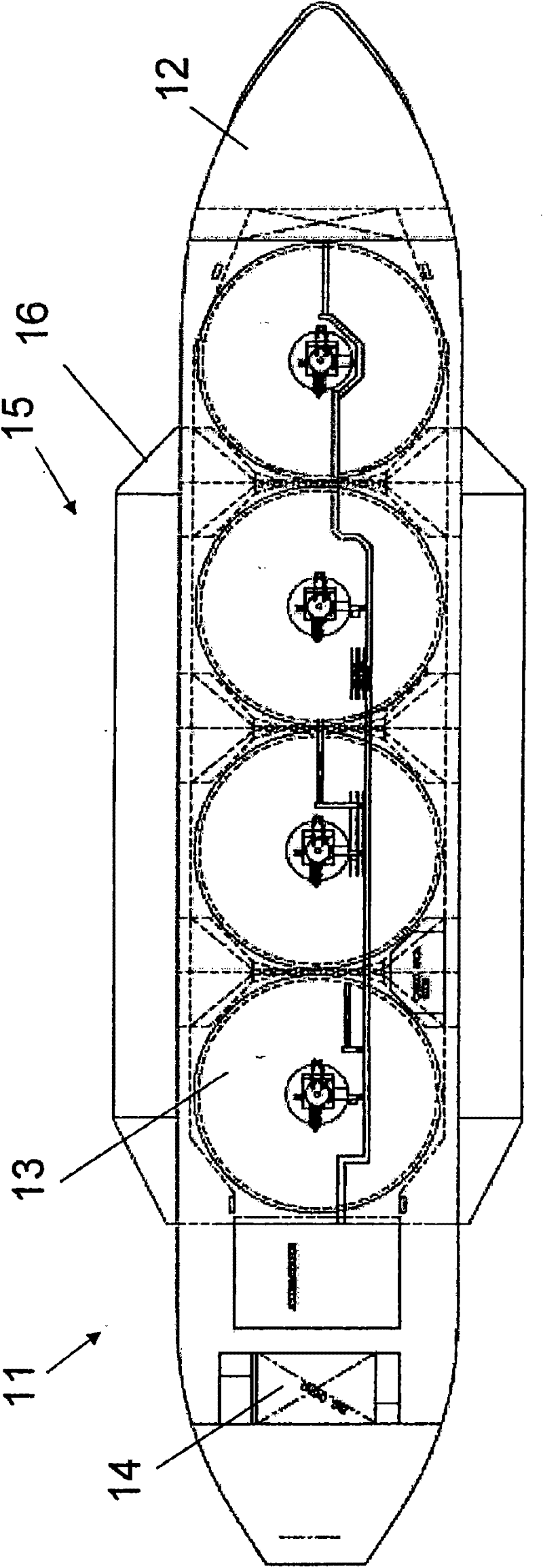 Device for floating production of lng and method for converting a lng-carrier to such a device