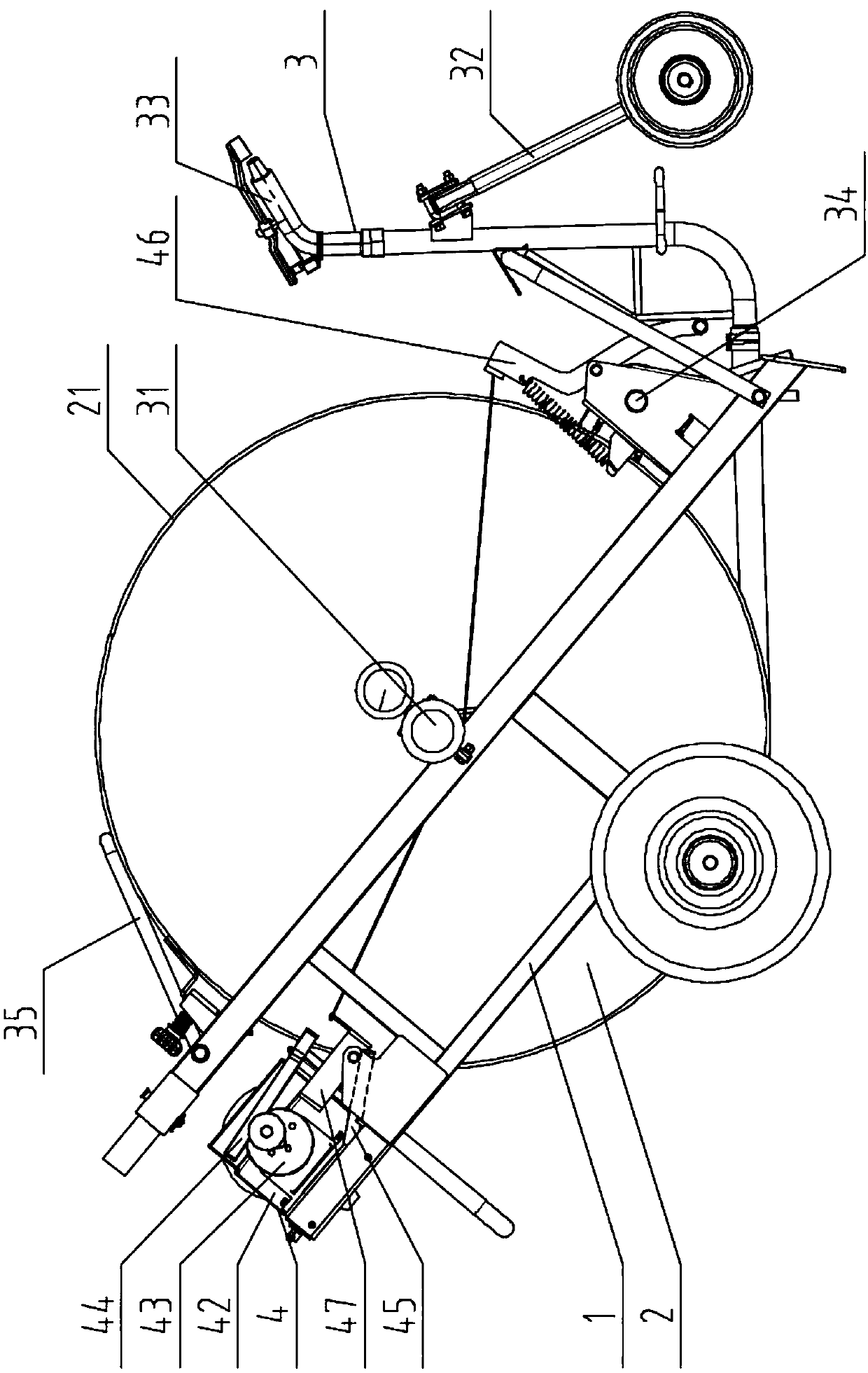 Intermittent rewind type small reel sprinkling irrigation machine