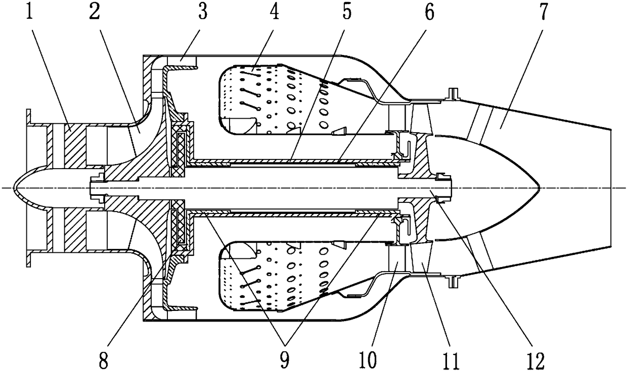 Small turbojet engine adopting self-acting air bearing and rotor support structure
