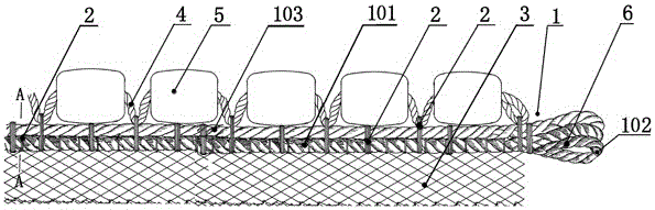 Purseseine encircling component and tie method thereof