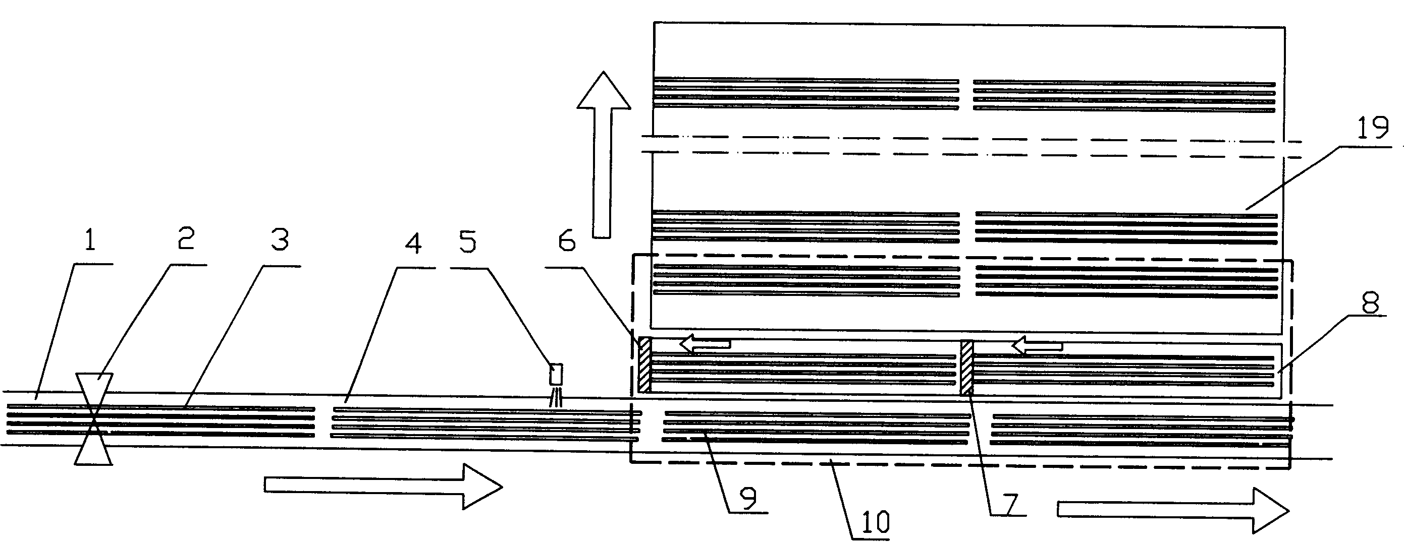 Longitudinal double-row automatic transfer method for fixed length steel in bar production