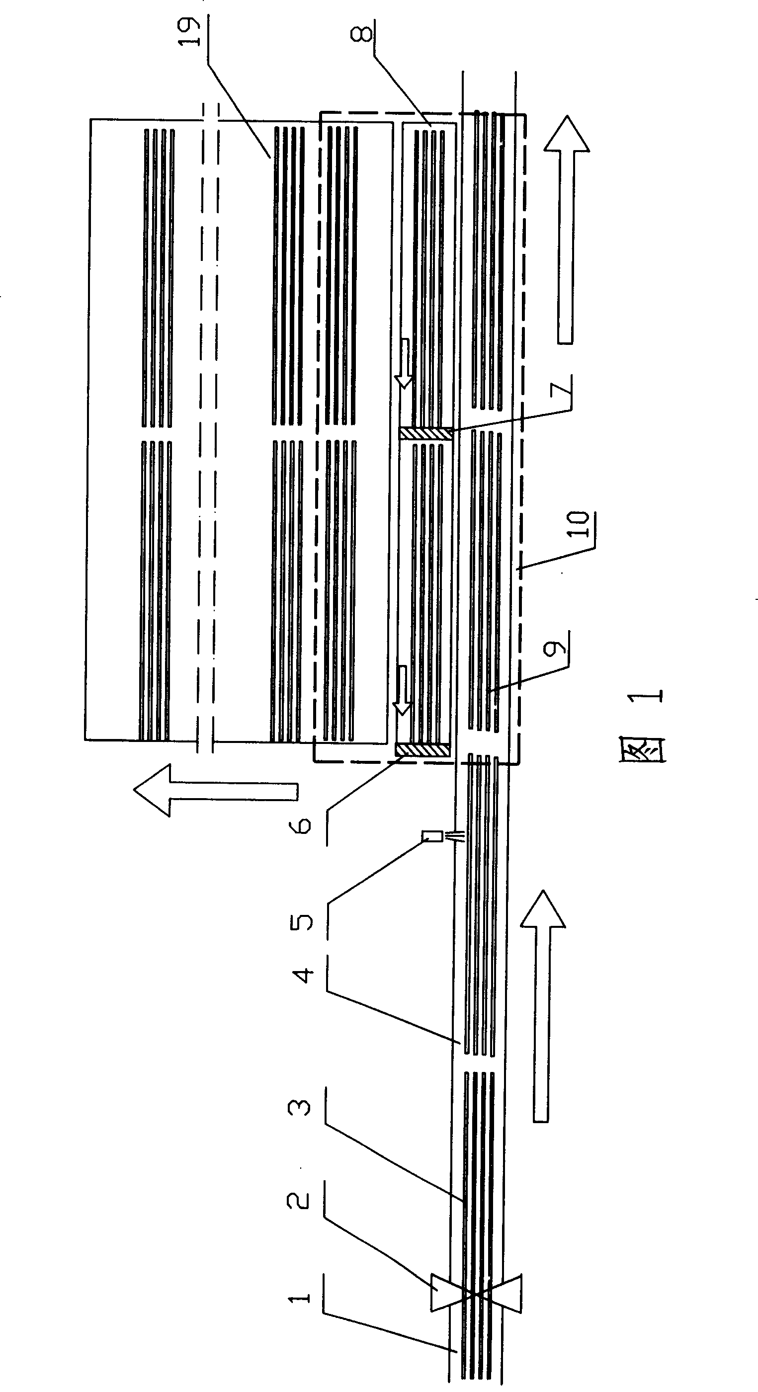 Longitudinal double-row automatic transfer method for fixed length steel in bar production