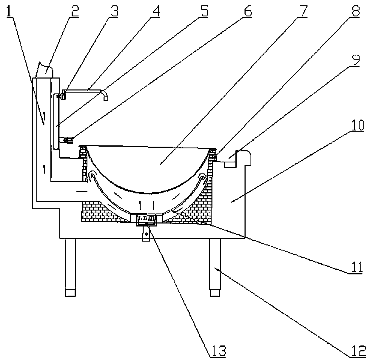 Flue gas guide system of large-sized spot-oriented commercial gas stove