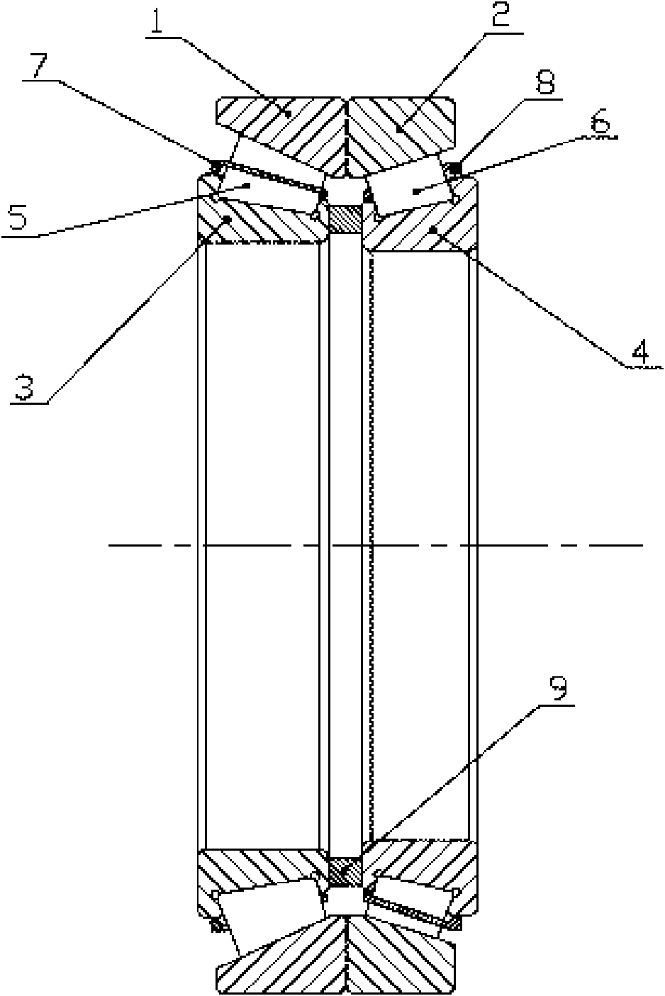 Reducing tapered roller bearing for single-row matching