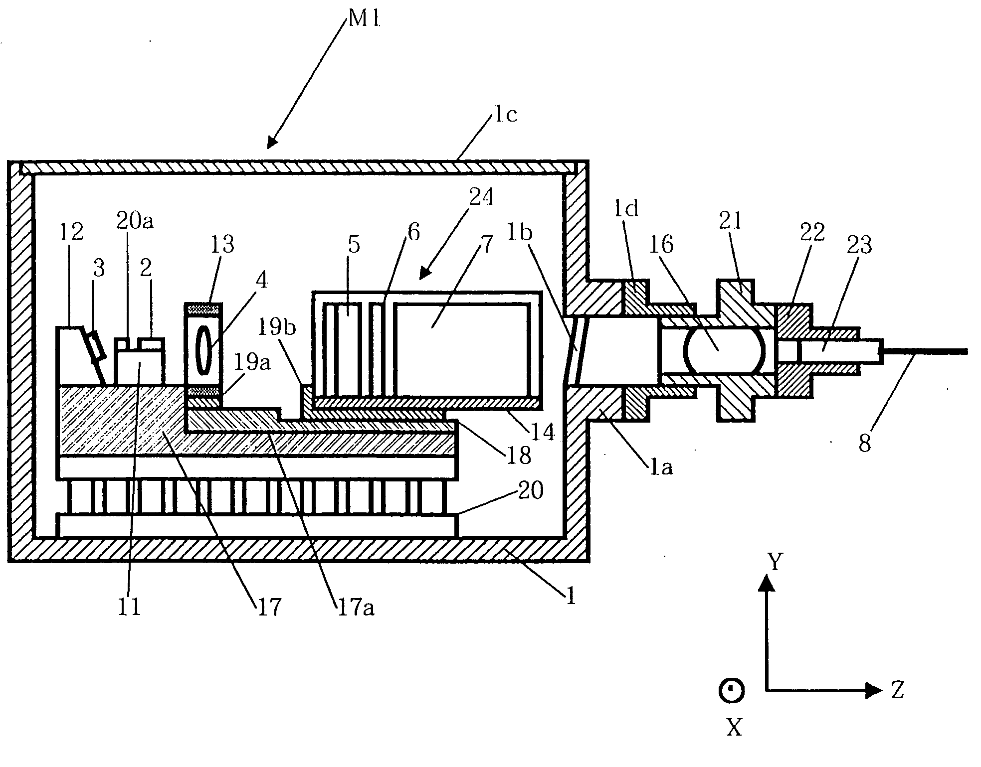 Method of aligning an optical fiber, method of manufacturing a semiconductor laser module, and semiconductor laser module