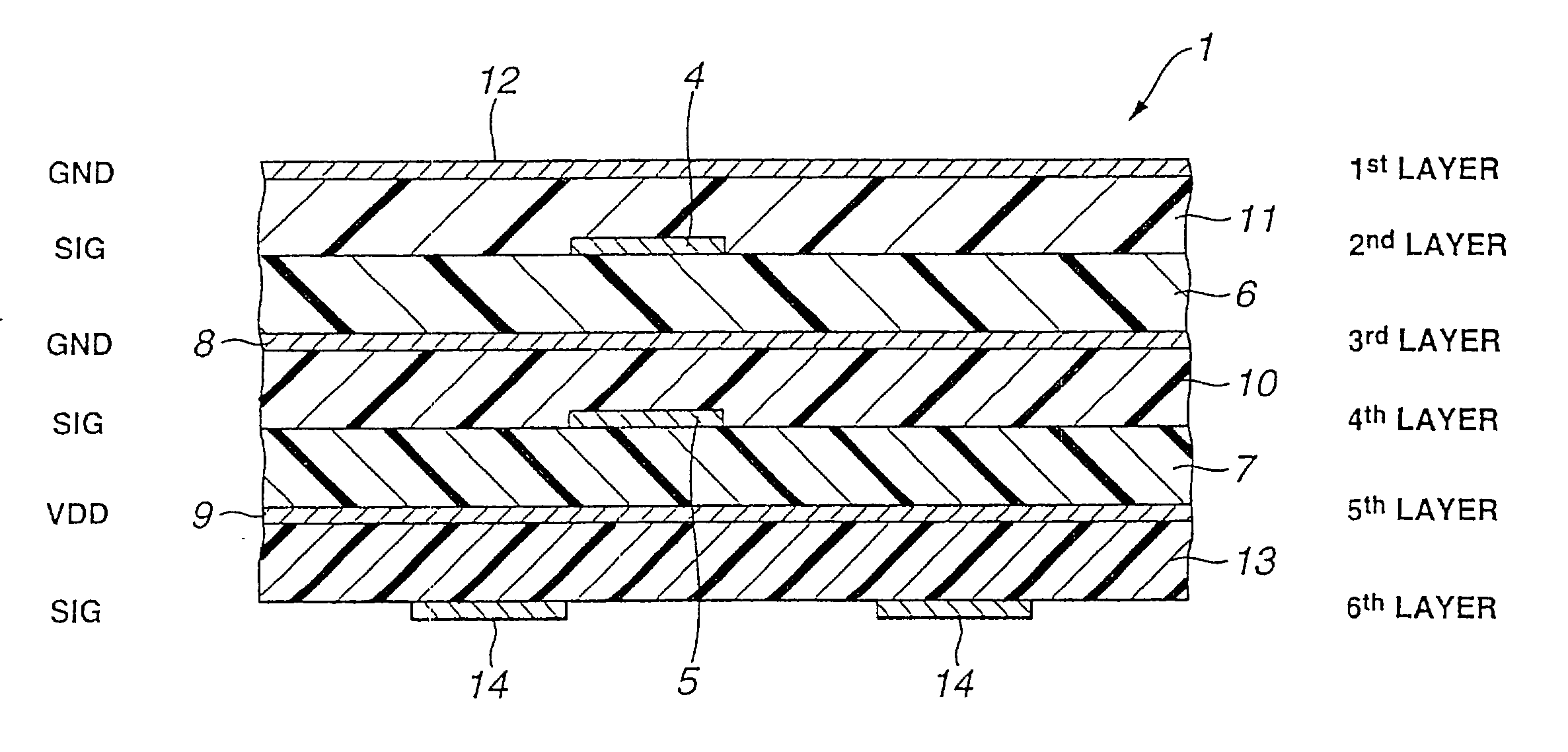Multilayer type printed-wiring board and method of measuring impedance of multilayer type printed-wiring board