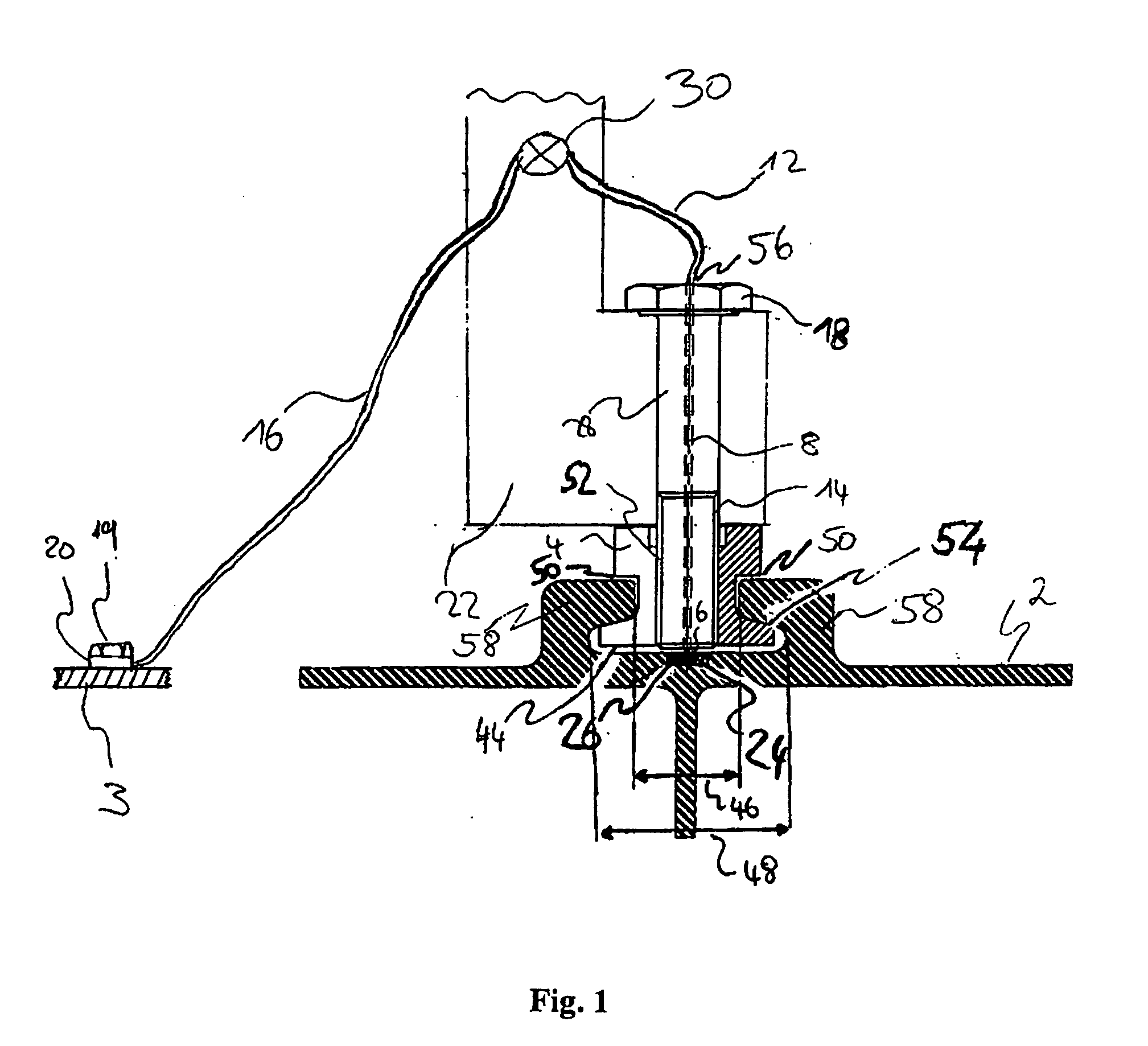 Power distribution system for supplying a rail-mounted monument in an aircraft with electric power