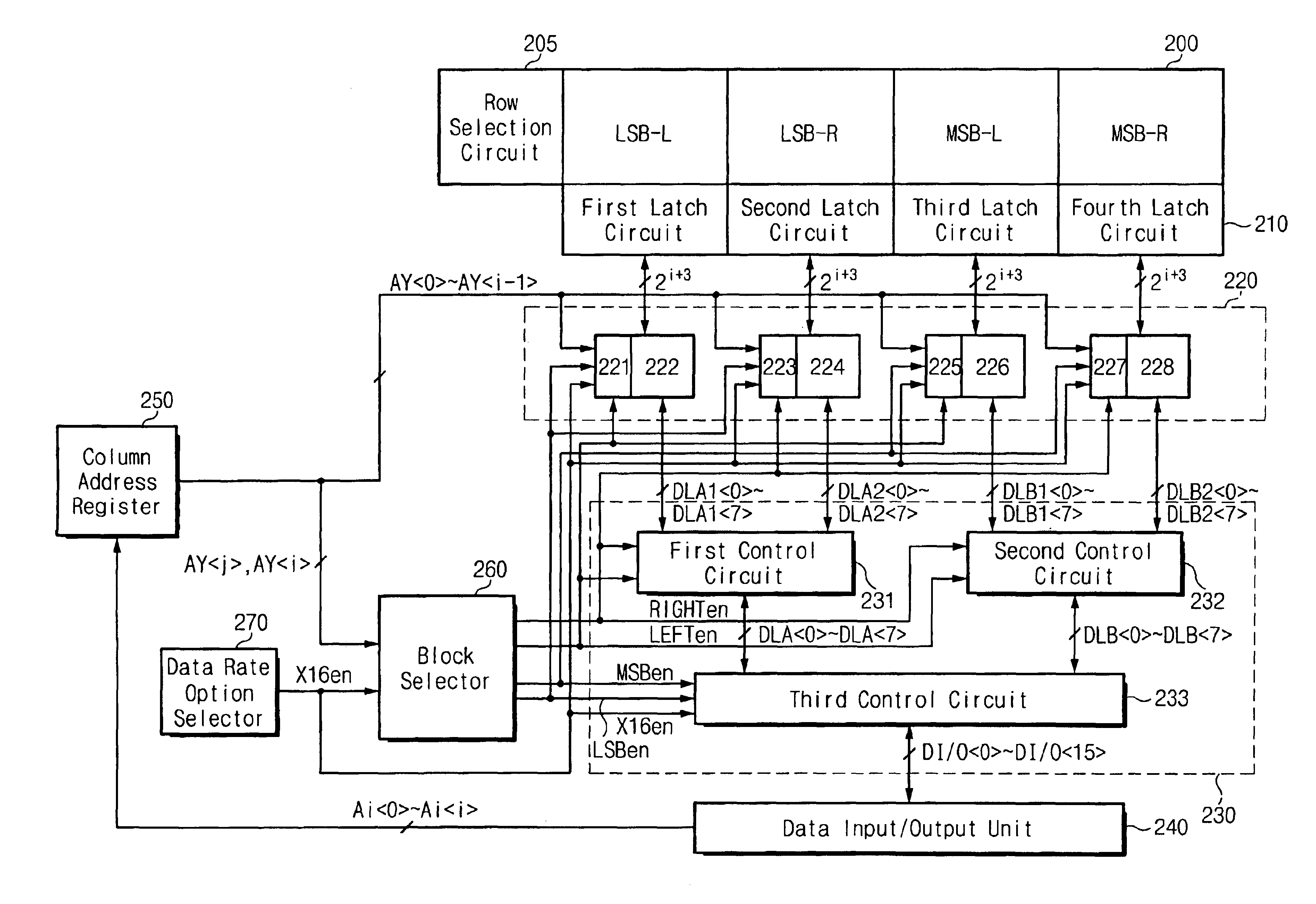 Nonvolatile semiconductor memory with X8/X16 operation mode using address control