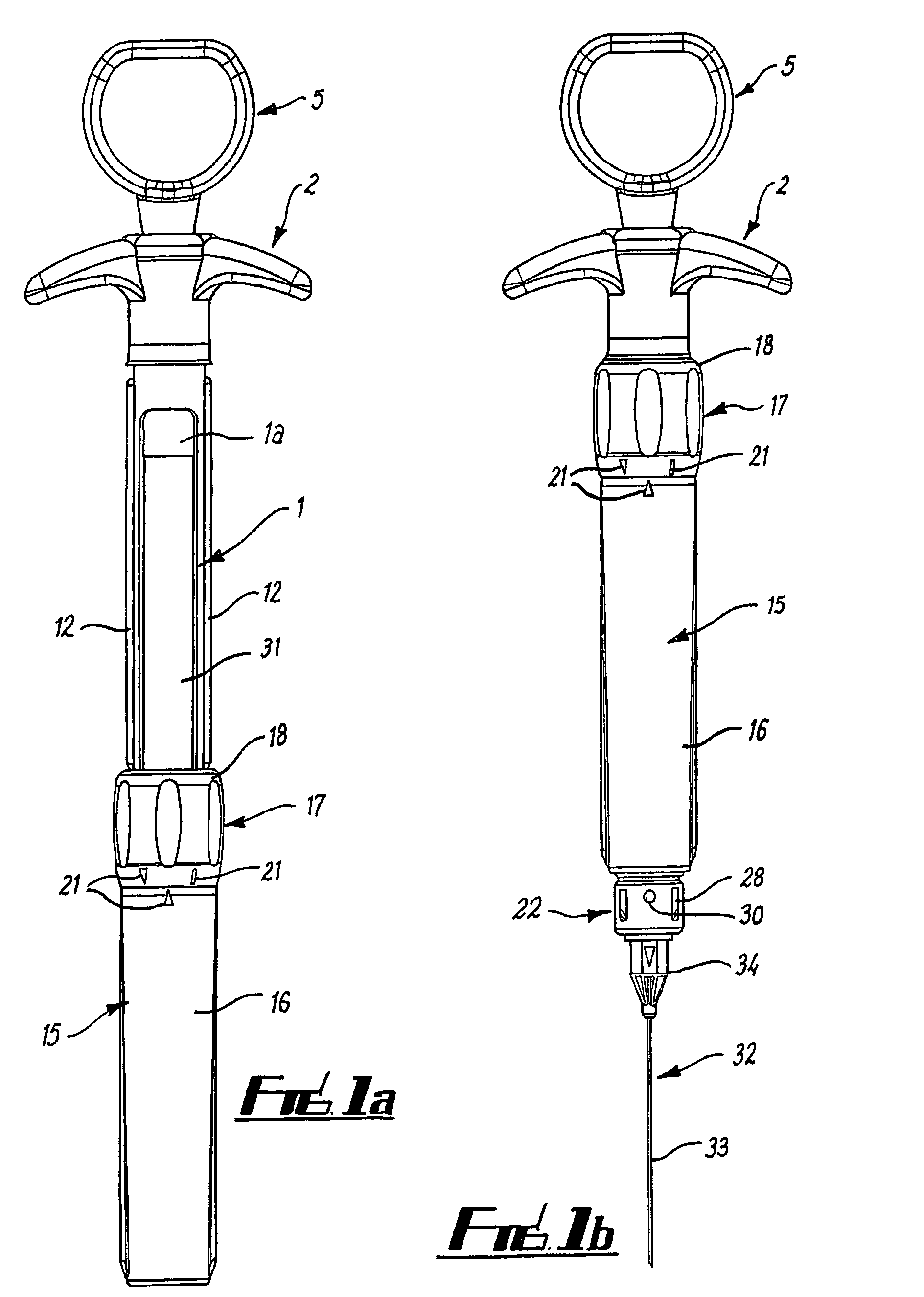 Safety syringe with re-usable main parts, method for disposal of a needle into a container and container for disposable parts