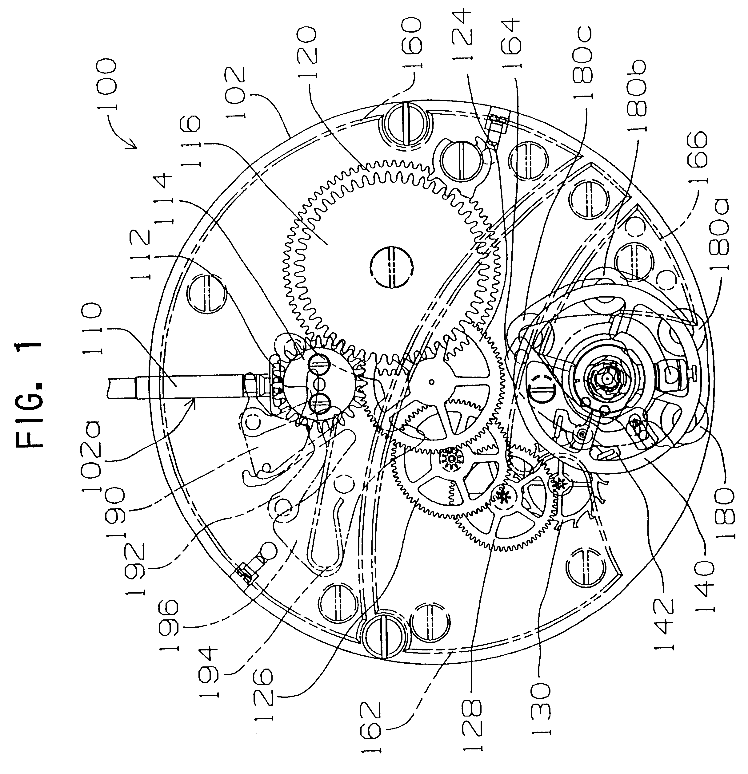 Mechanical timepiece with timed annular balance rotating angle control mechanism