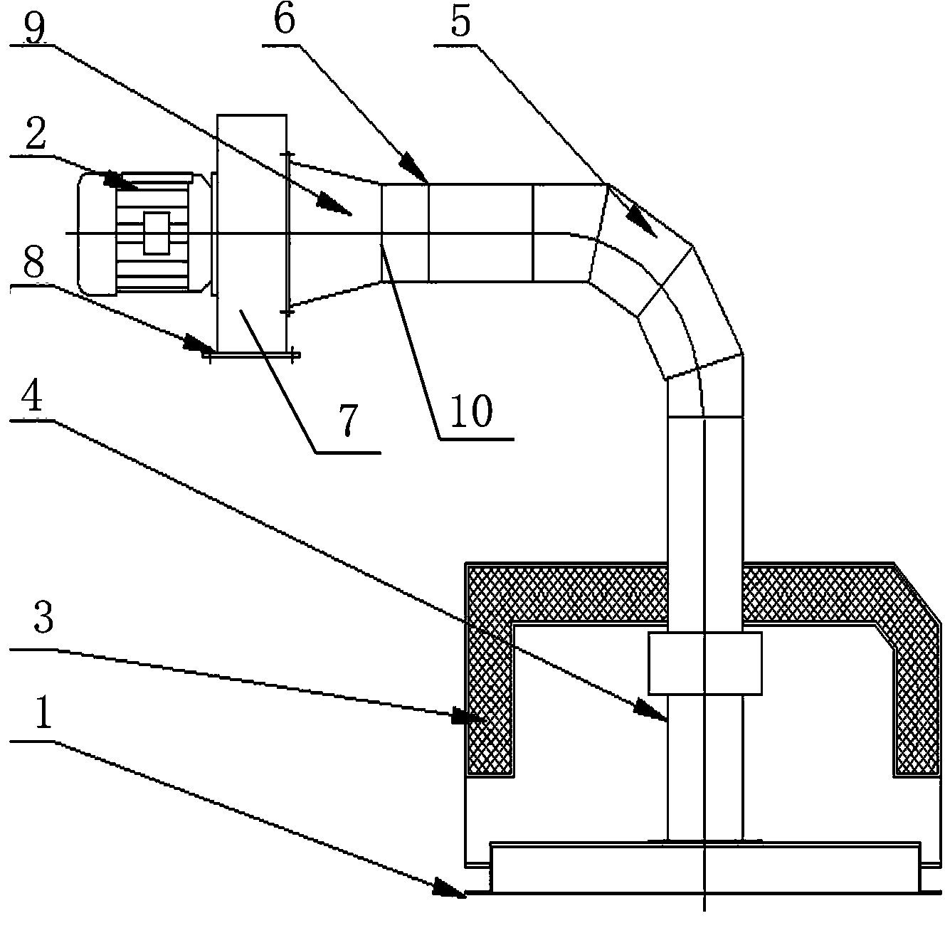 Air returning device on material discharging side of drying channel