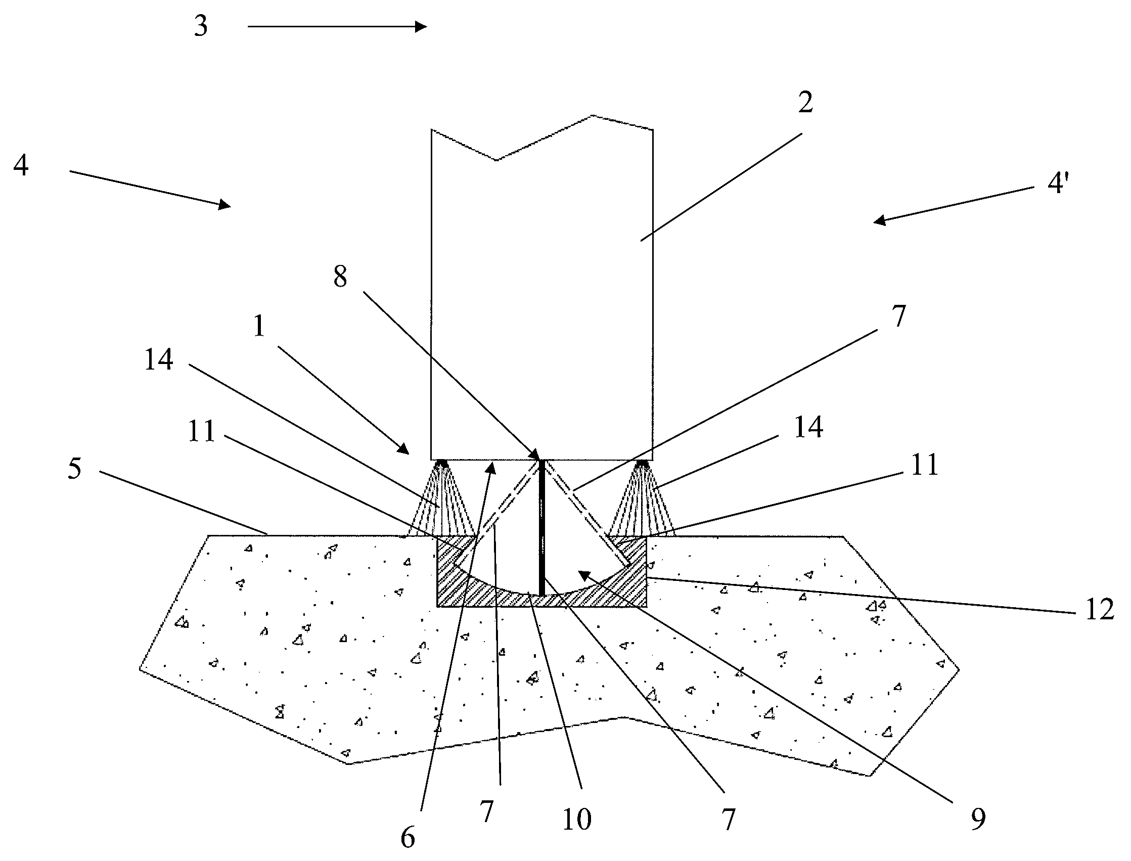 Sill and opening-leaf assembly for a door that essentially is fluid-tight to a liquid or gaseous fluid and is intended to seal an opening separating two spaces in a building or monument