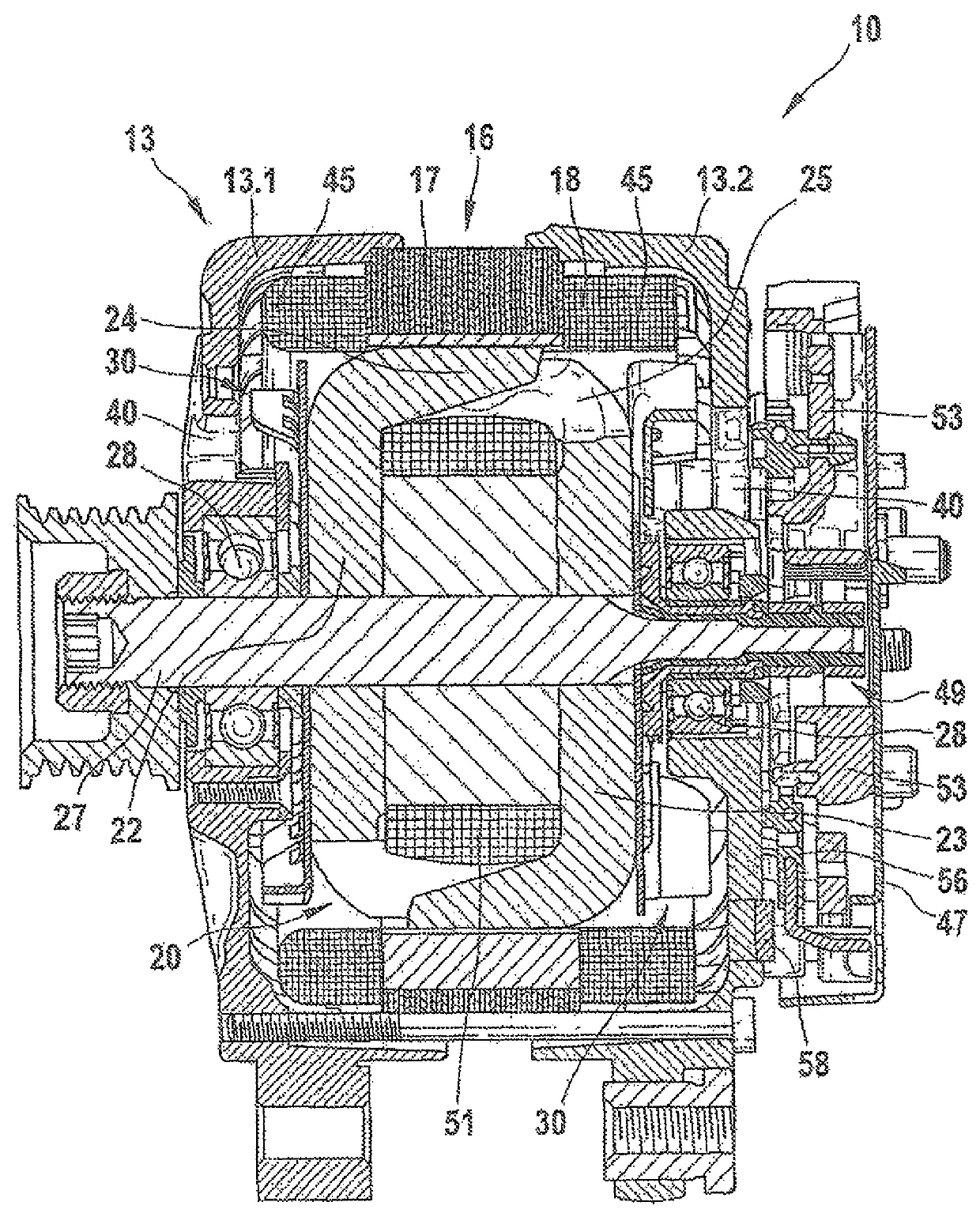 Electrical machine having a contact element for electrically connecting electrical components