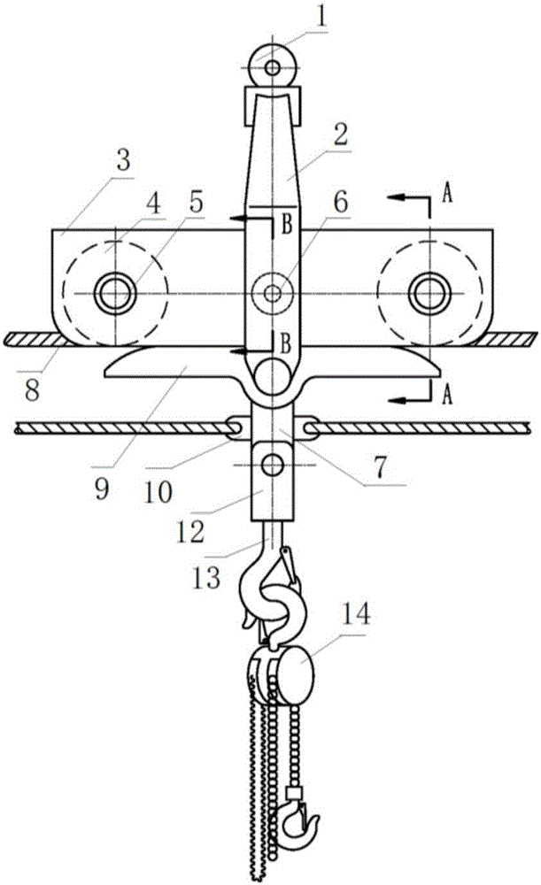 Suspension arm type T-shaped double-cable transporting device