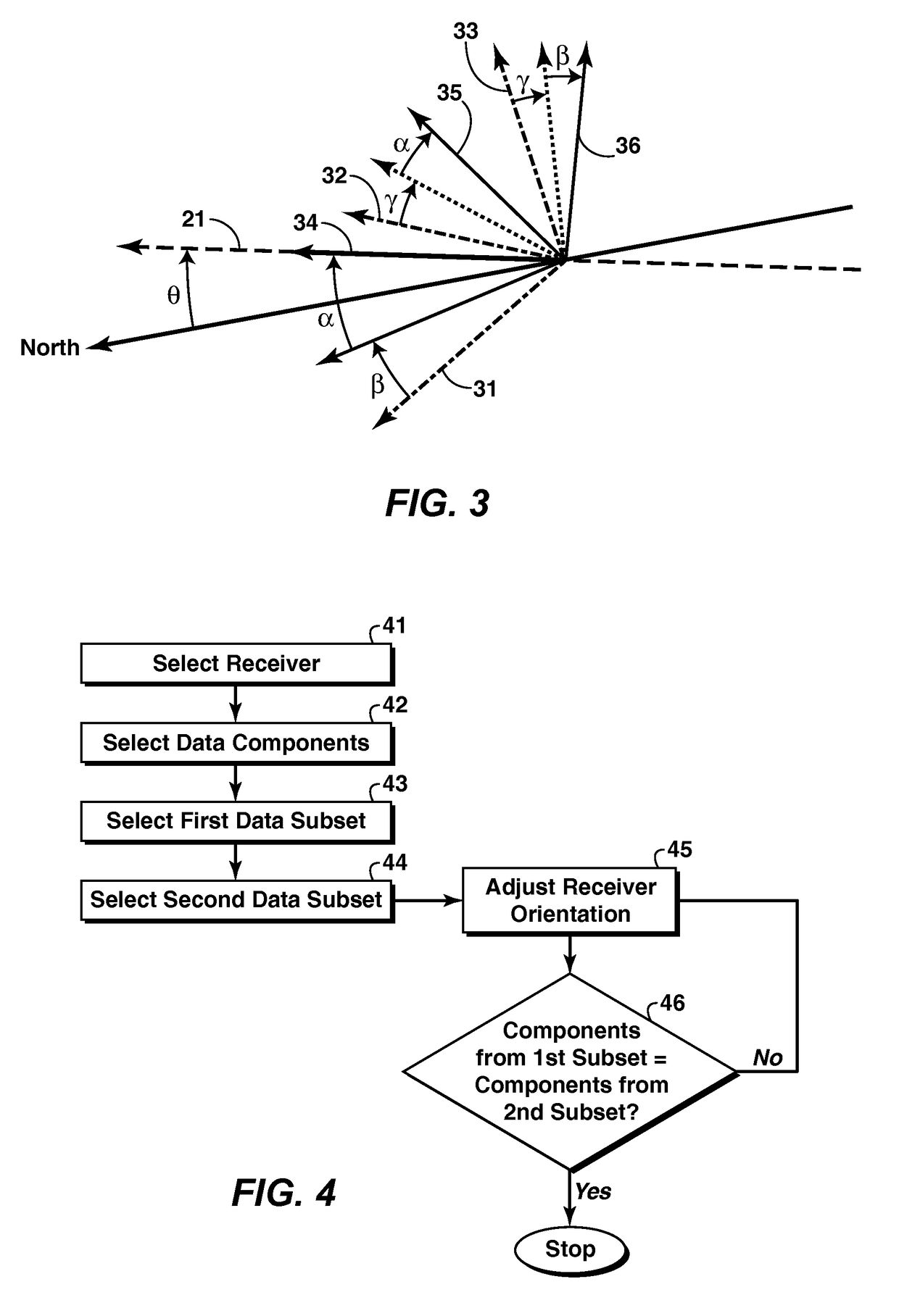 Method for determining orientation of electromagnetic receivers