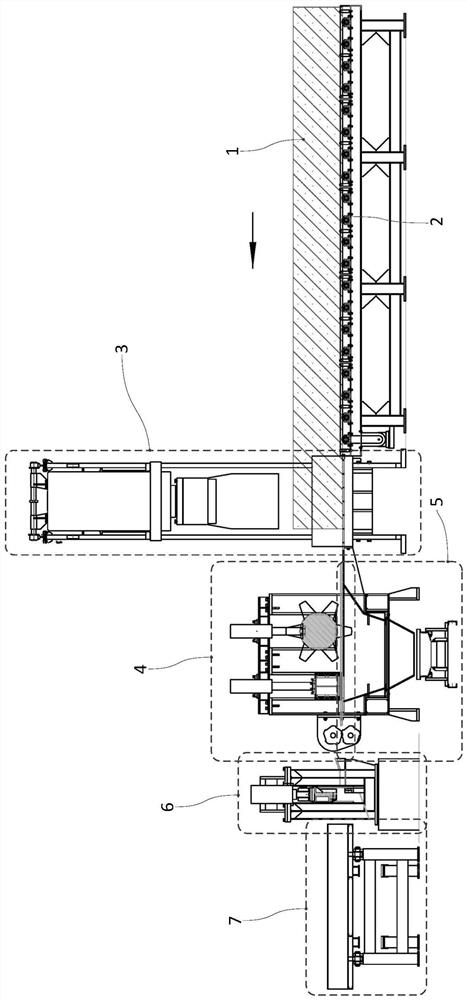 Method and equipment for crushing steel bars in rolling type concrete beam