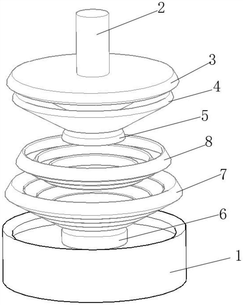 High-temperature superconductive magnetic suspension flywheel end cup-shaped suspension supporting component