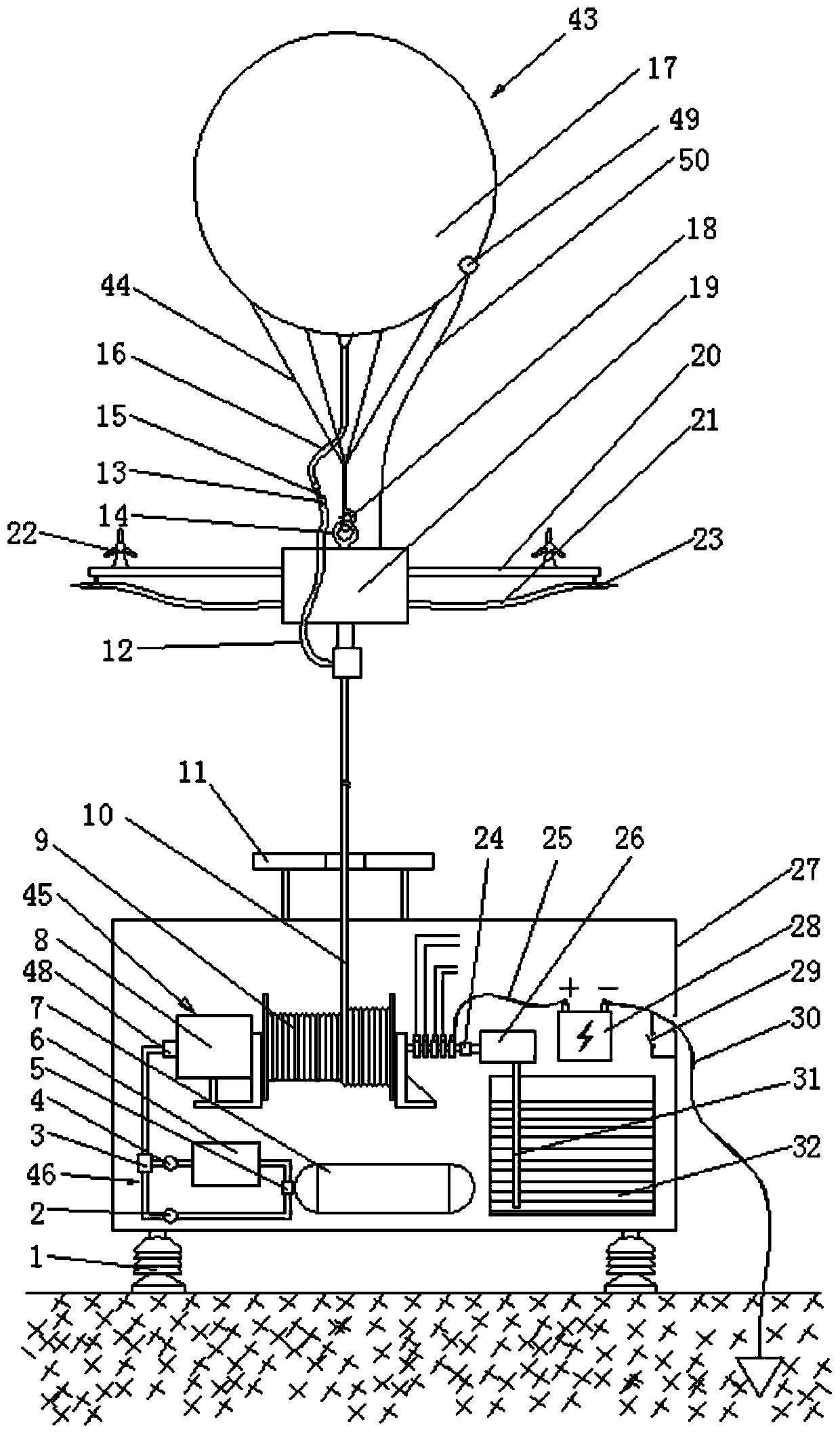 Haze removal device and method for spraying charged water at high altitude