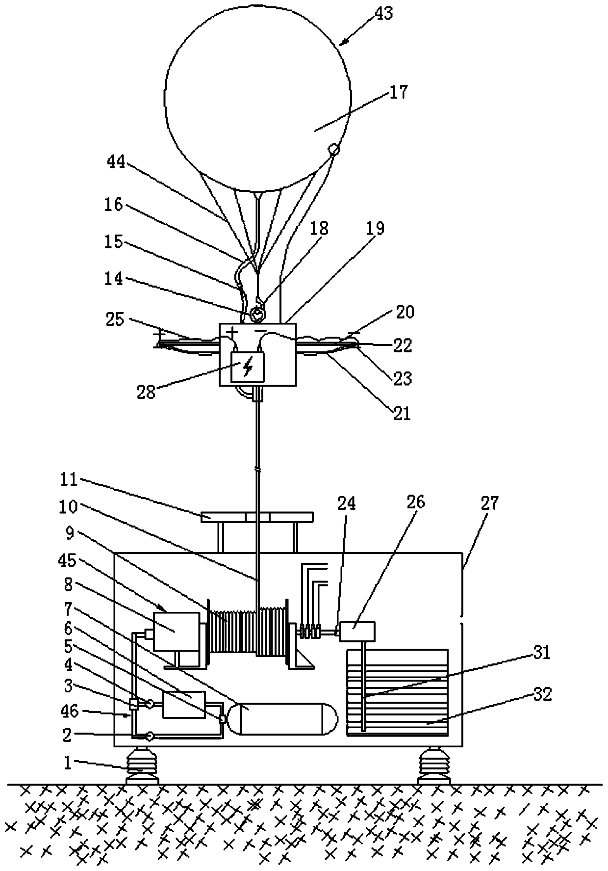 Haze removal device and method for spraying charged water at high altitude
