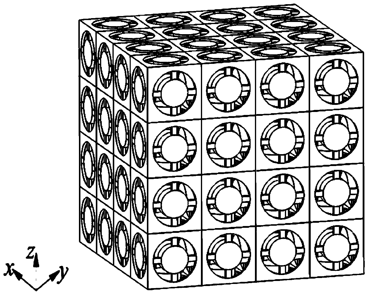 Three-dimensional face-centered cubic seismic metamaterial with low-frequency seismic reduction characteristic