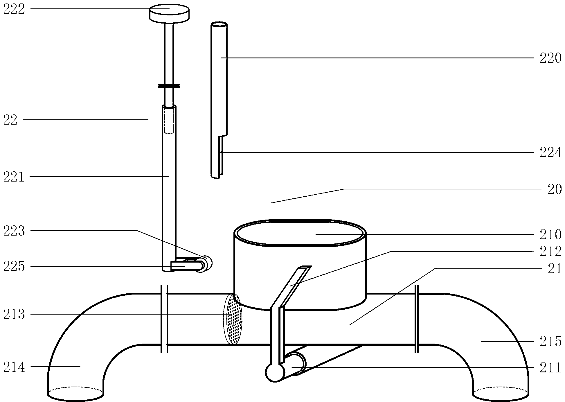 Flow splitting type washing cabin water-saving device