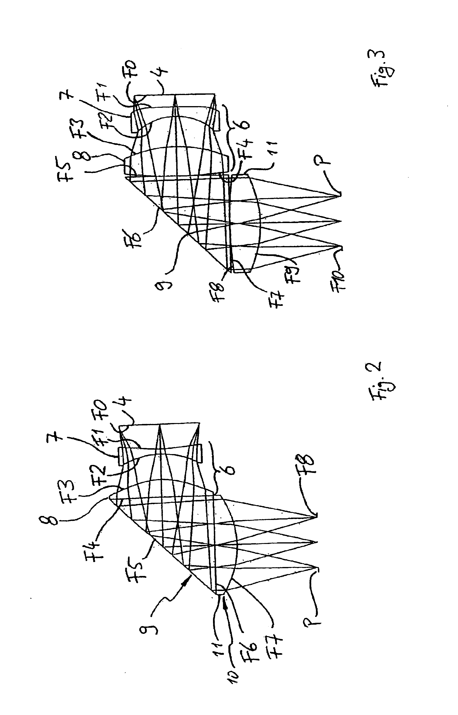 HMD device with imaging optics comprising an aspheric surface