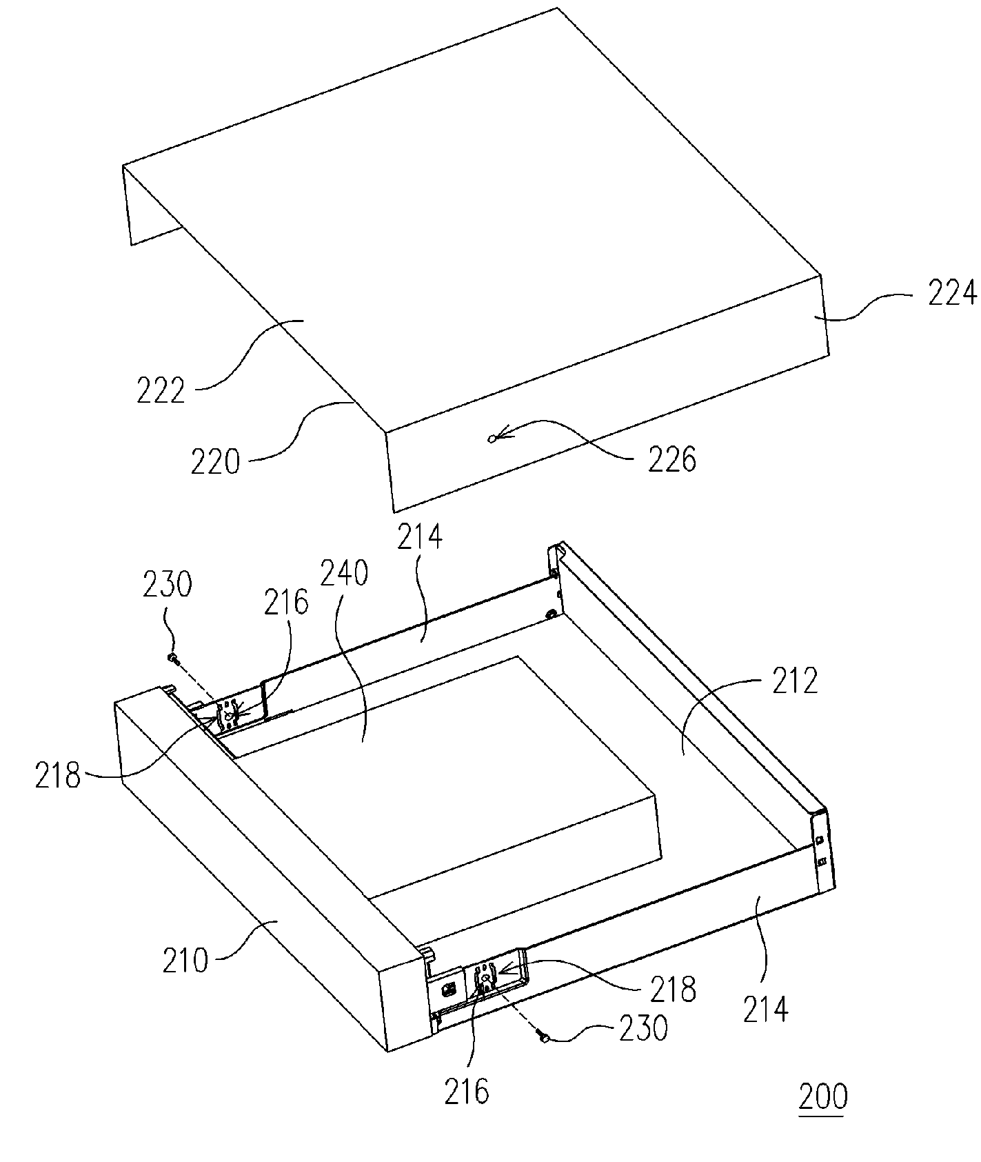 Optical disc drive and housing of an electronic device