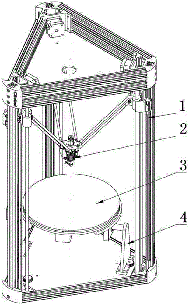 Double-rotating-shaft composite 3D printer based on Delta structure