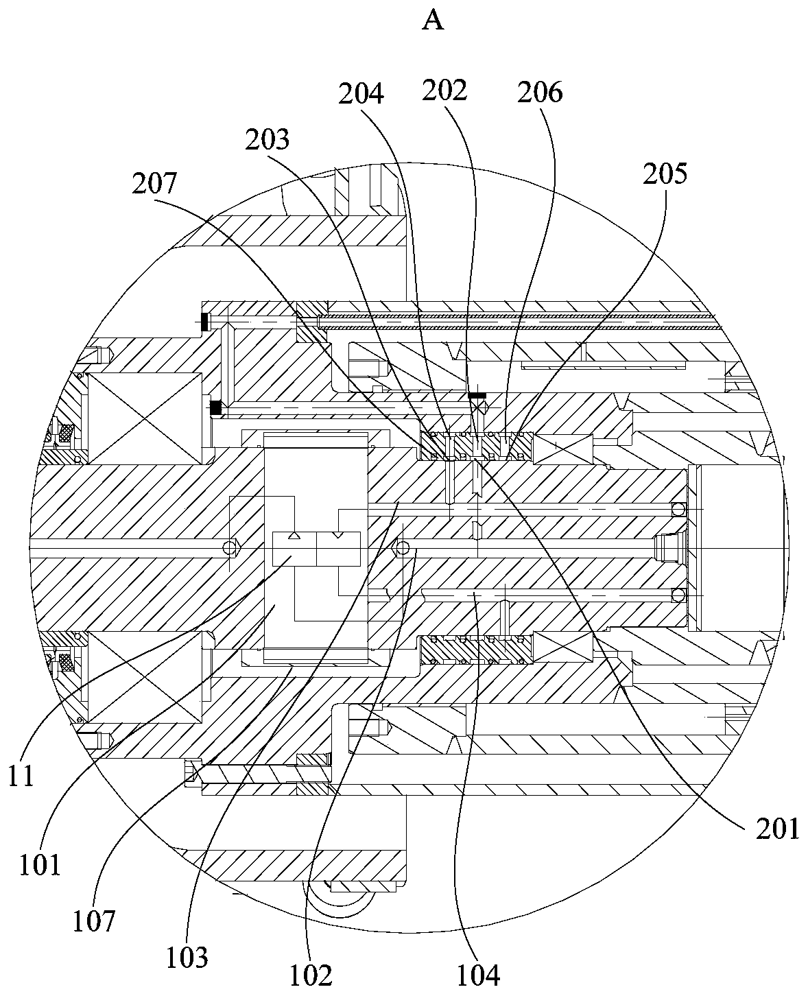 Inner atomizing type telescopic cutting mechanism and tunneling machine