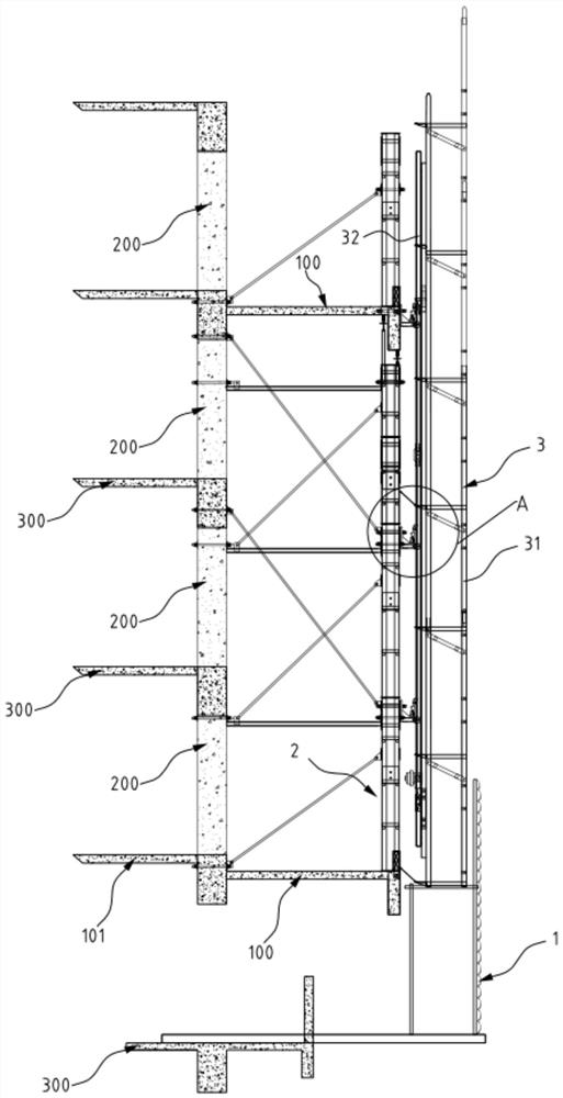Cantilever climbing device and construction method of cantilever structures