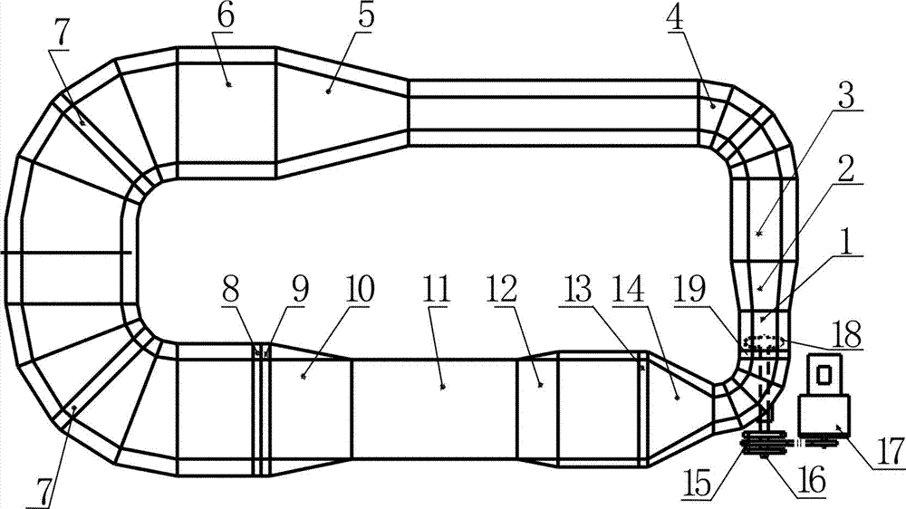 Small-sized closed horizontal circulating water channel device