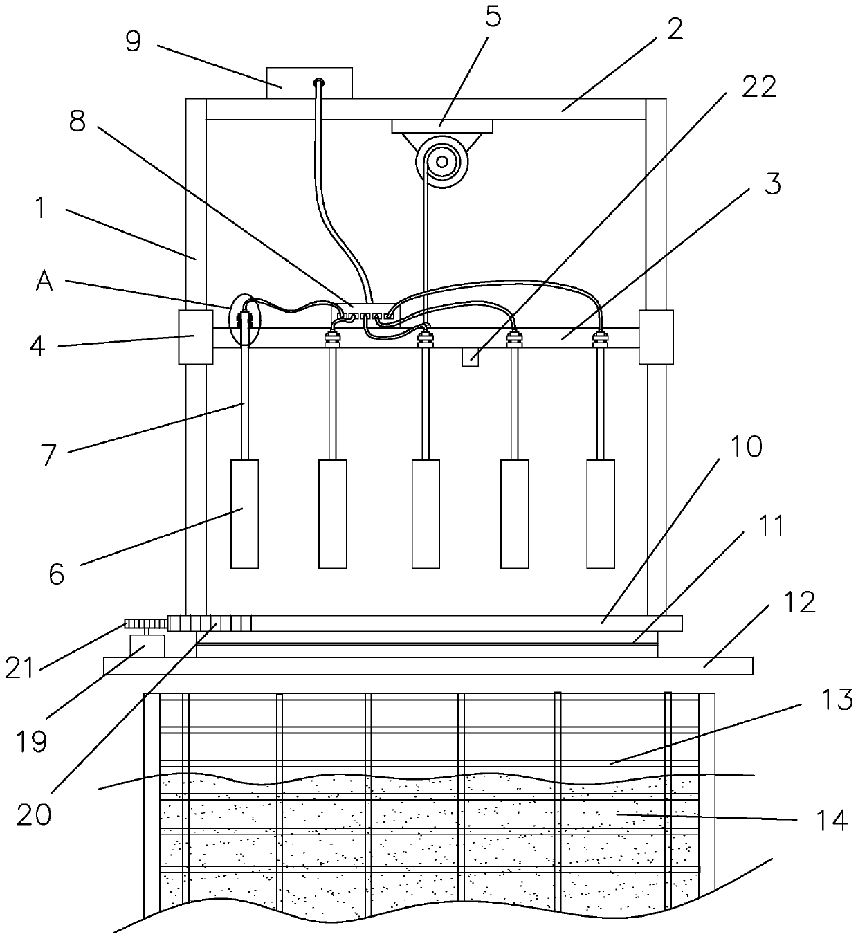 Vibration equipment and concrete pouring vibration method for tall special-shaped column