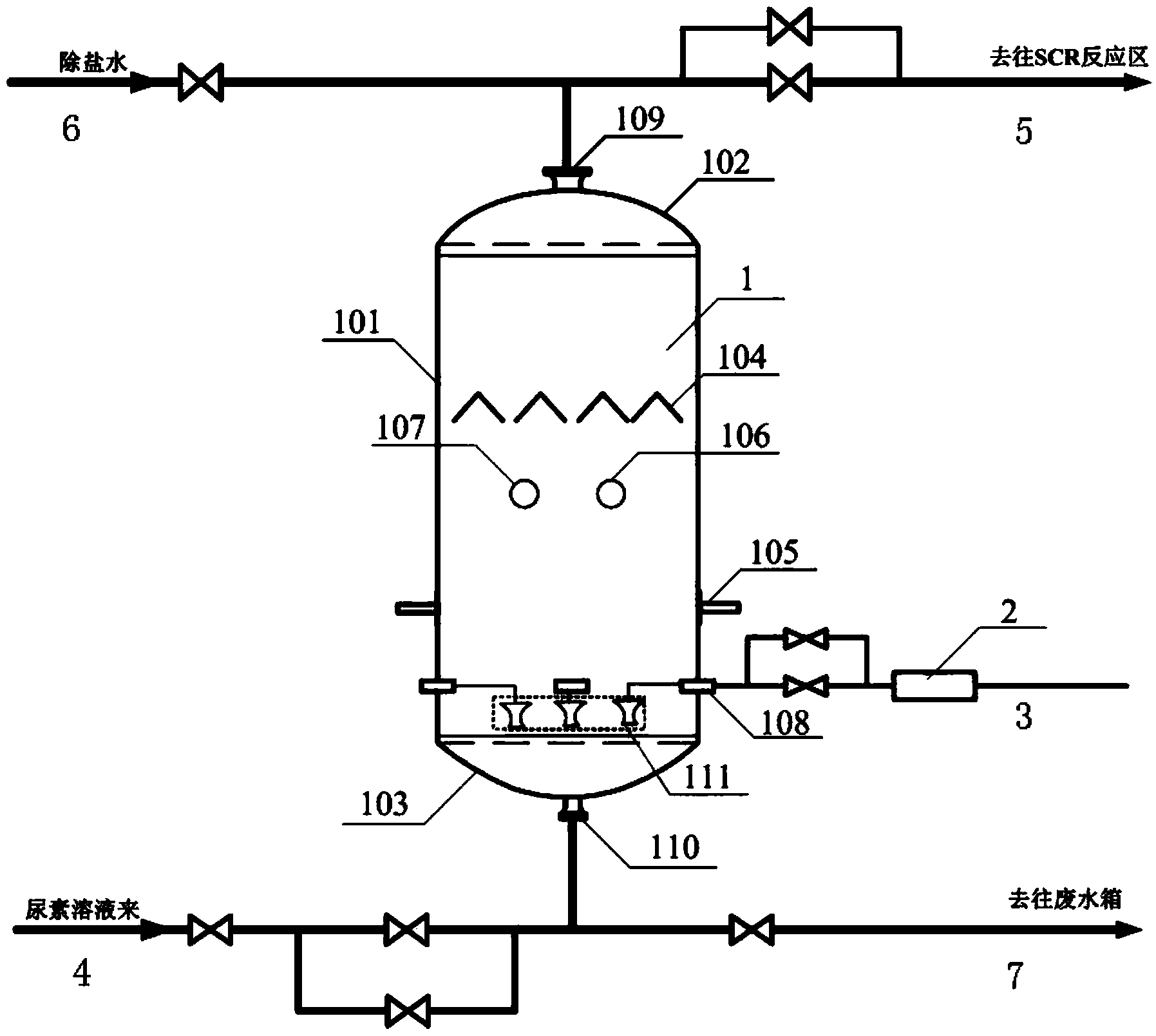 Urea hydrolyzing ammonia production system and process applied to denitration in thermal power plant