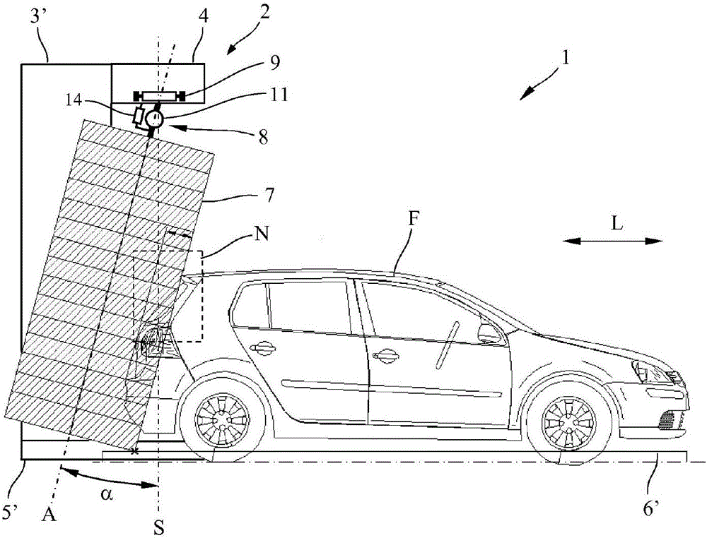 Vehicle washing installation and method for the operation thereof