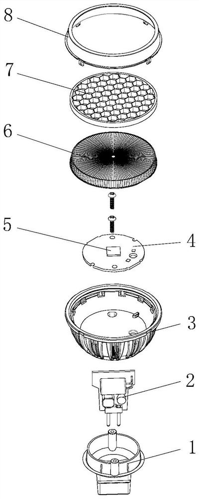 Detachable light-changing high-luminous-efficiency anti-dazzle LED lamp and implementation method thereof