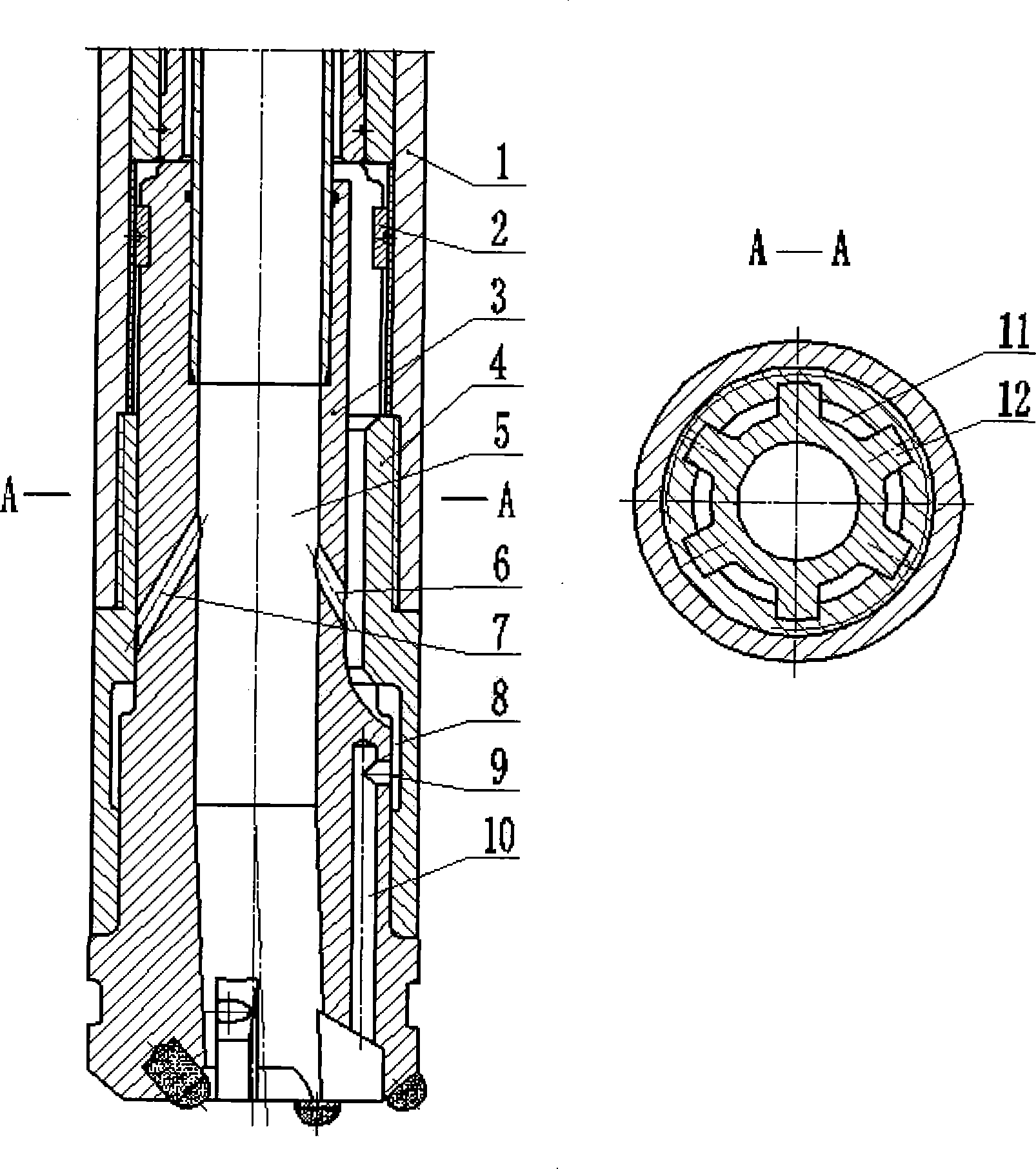 Hollow hammer hole bottom strong suction apparatus