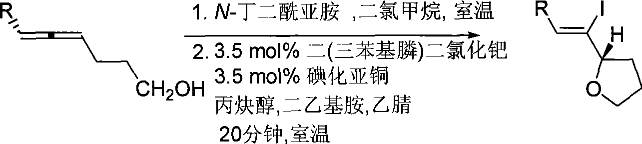 Process for synthesizing optical activity 2-(1'(Z) alkenyl iodo-alkyl) tetrahydrofuran