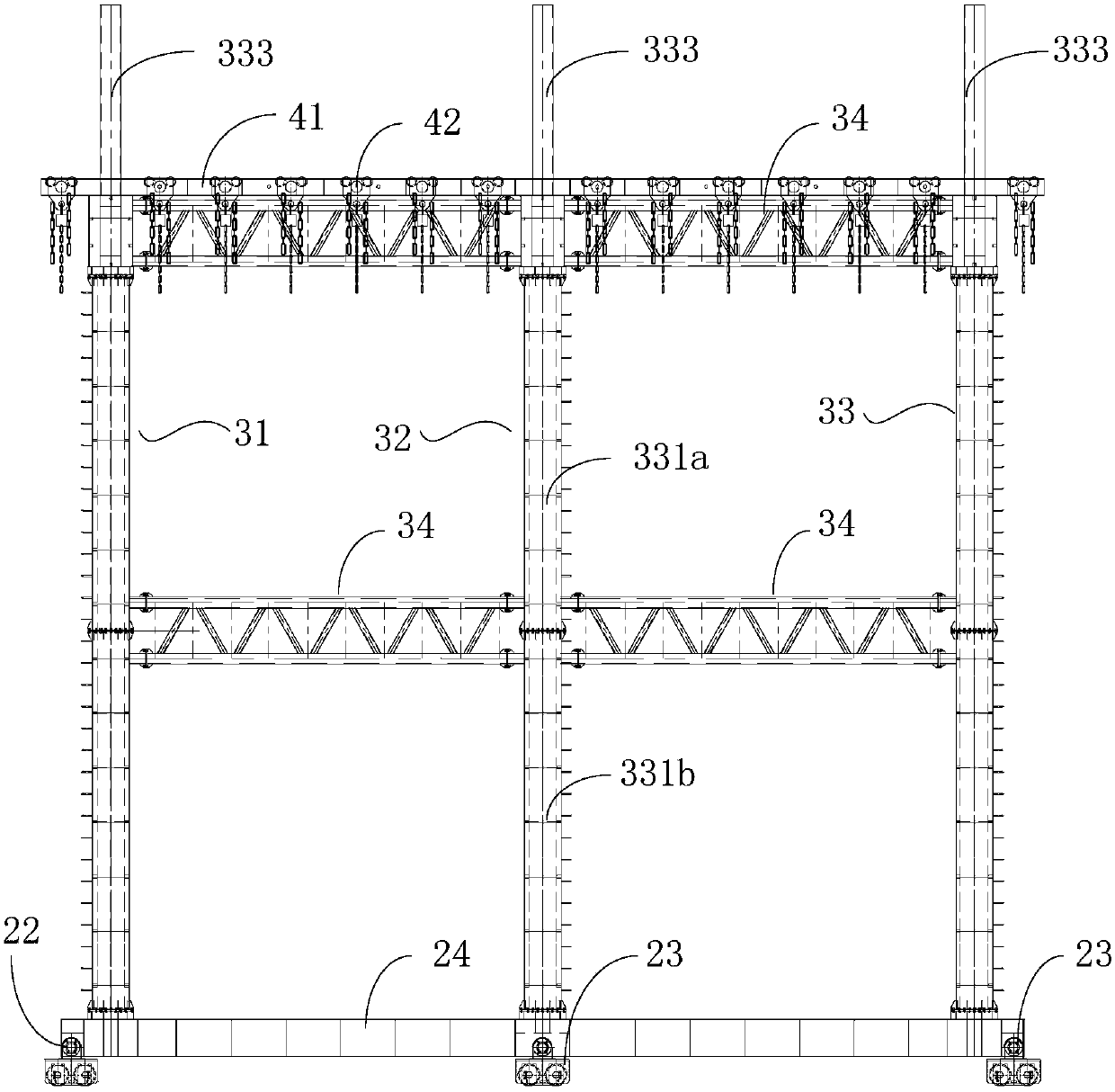 Adjusting type light movable formwork support and steel formwork capable of guaranteeing tightness of joint of new concrete and old concrete of lock chamber