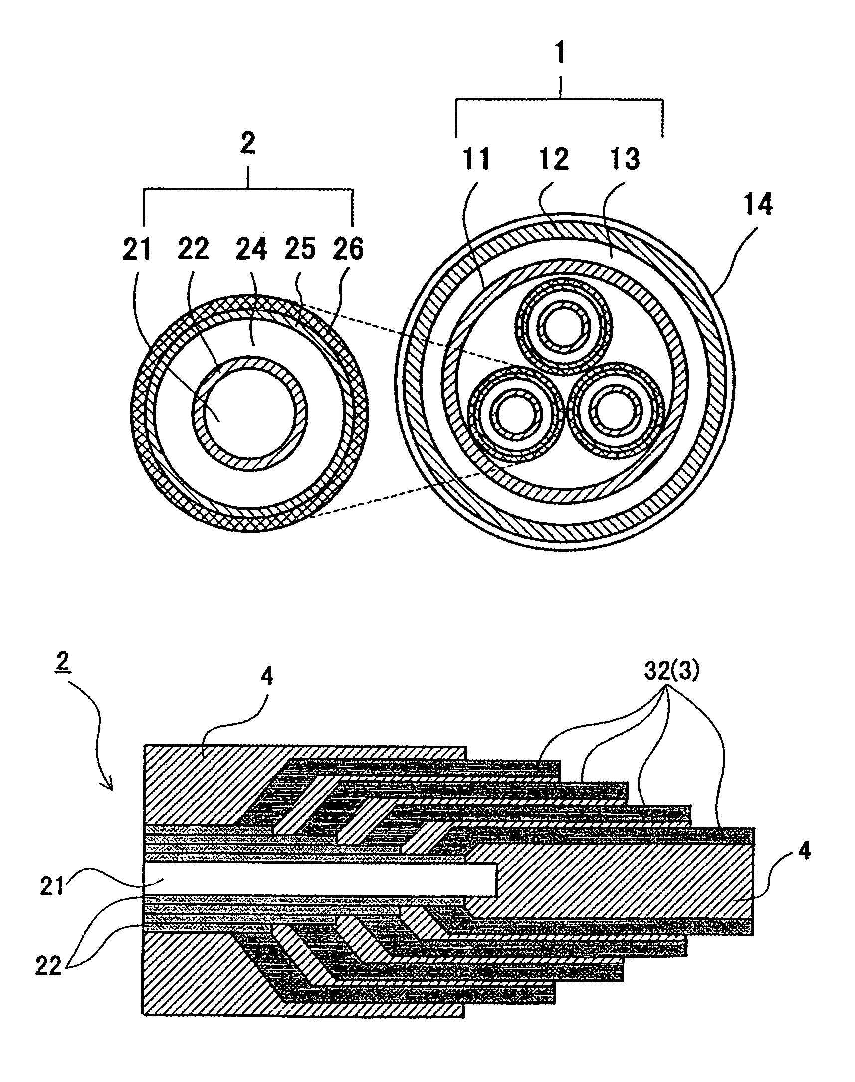 Terminal structure of direct electric current multilayer structure superconducting cable and DC superconducting cable line