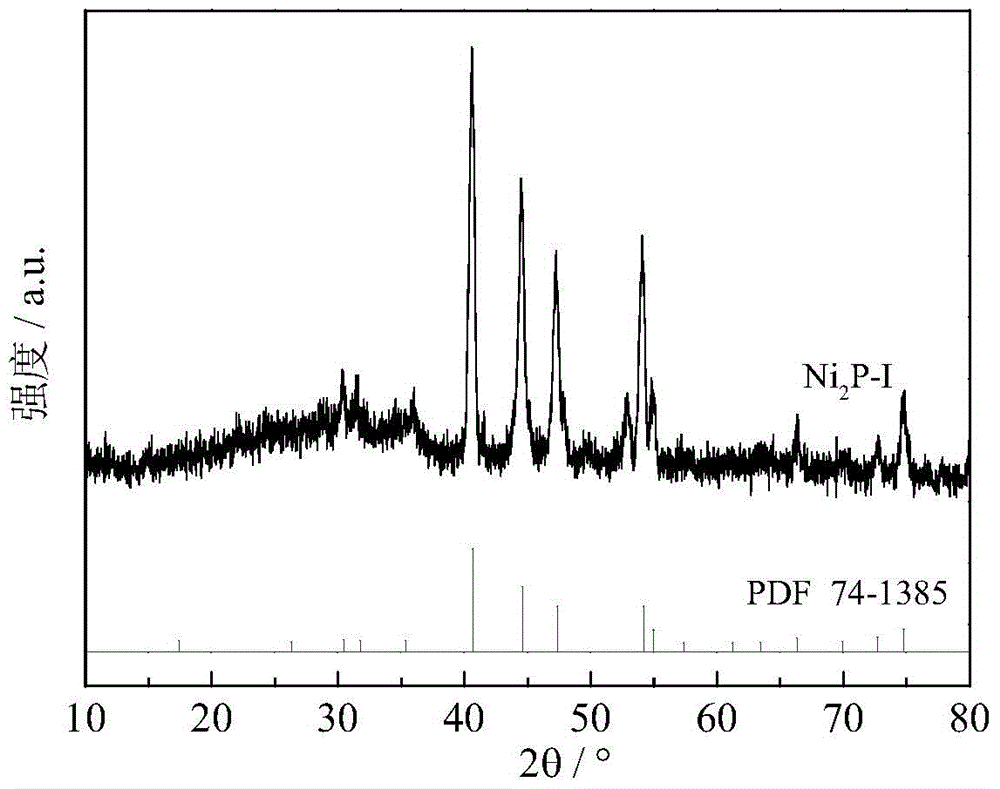 Nickel phosphide catalyst containing sulphur and application of nickel phosphide catalyst