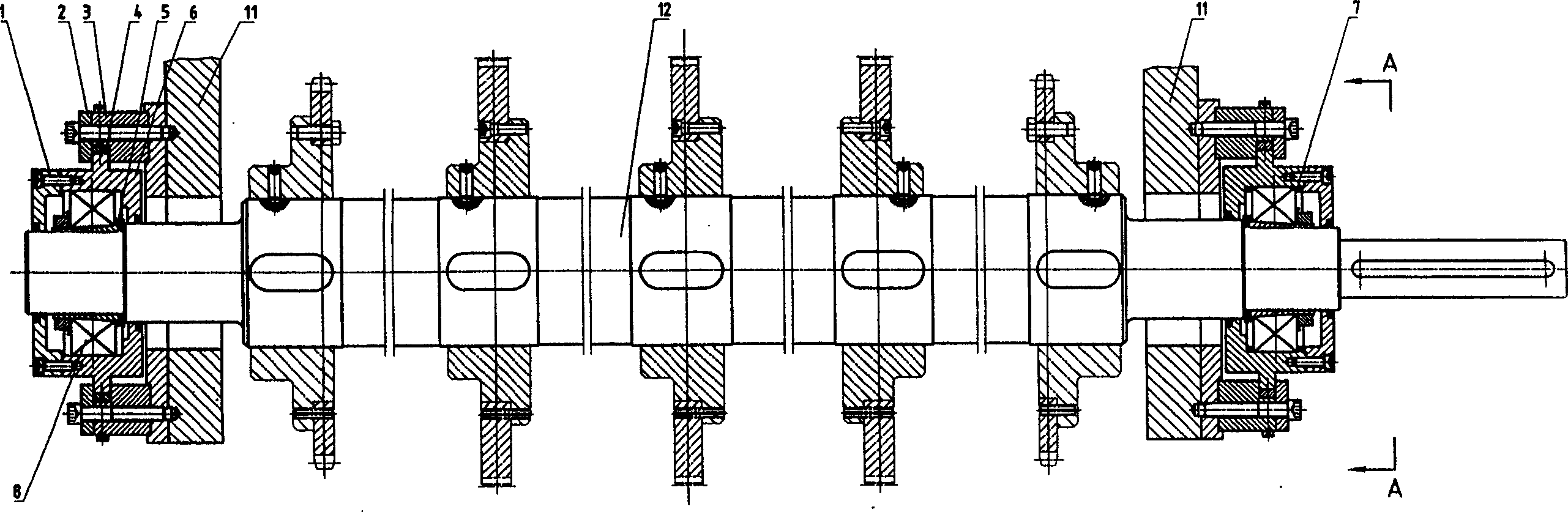 Feed shaft bearing block structure of flat pressing continuous press