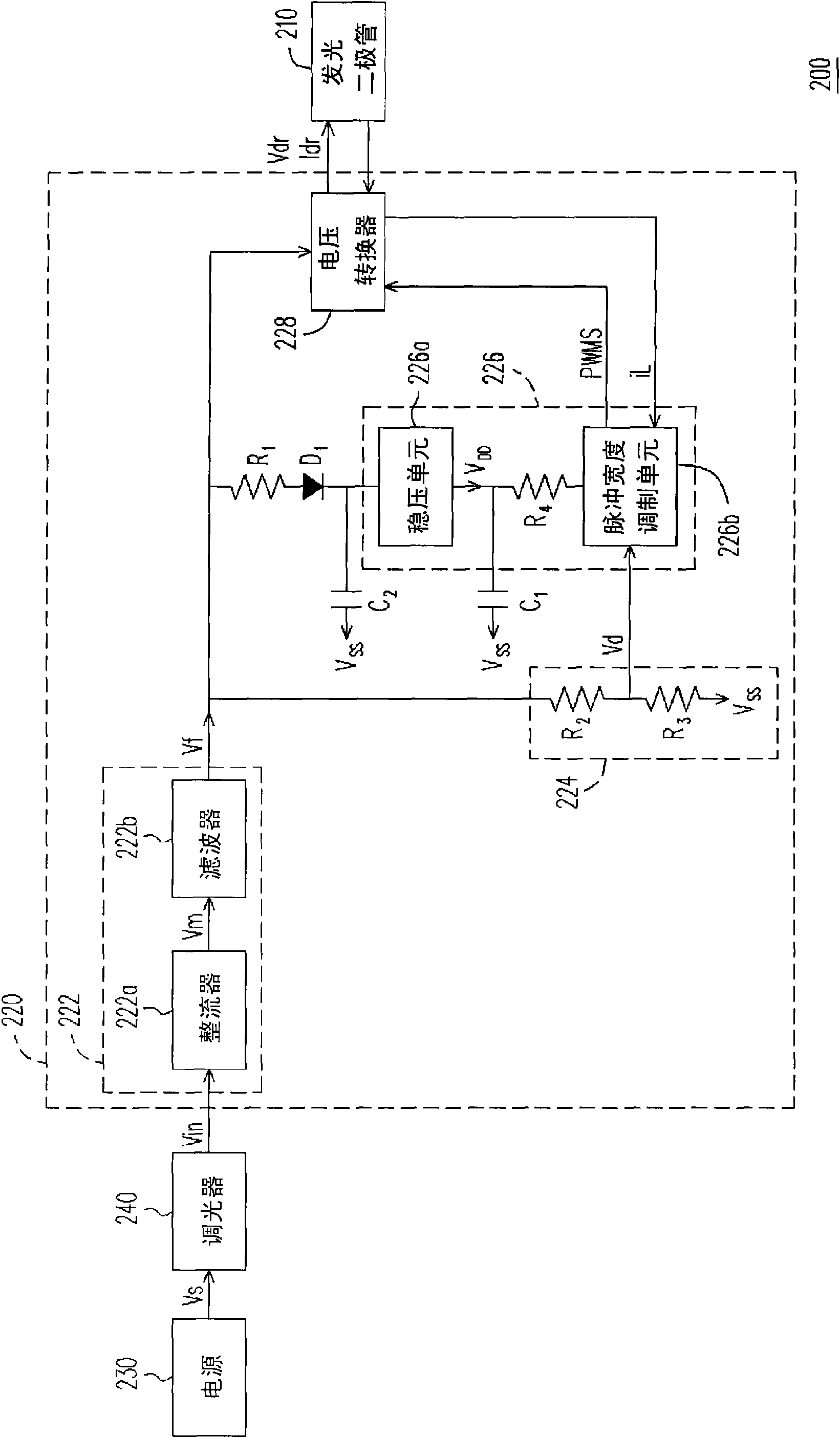 Drive circuit of light-emitting diode and illumination device