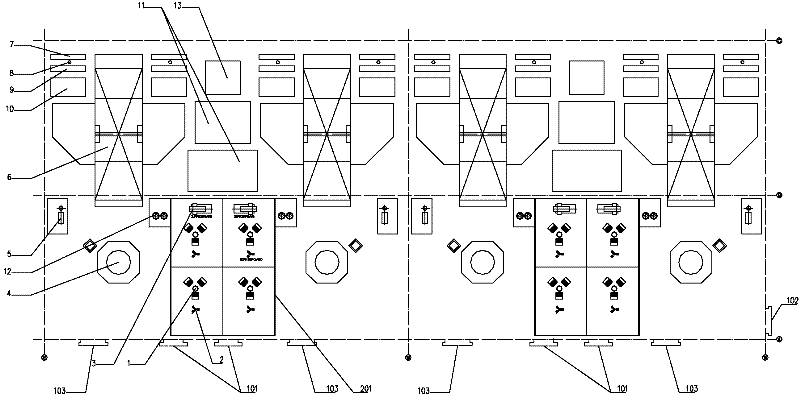 Combined pump room arrangement method