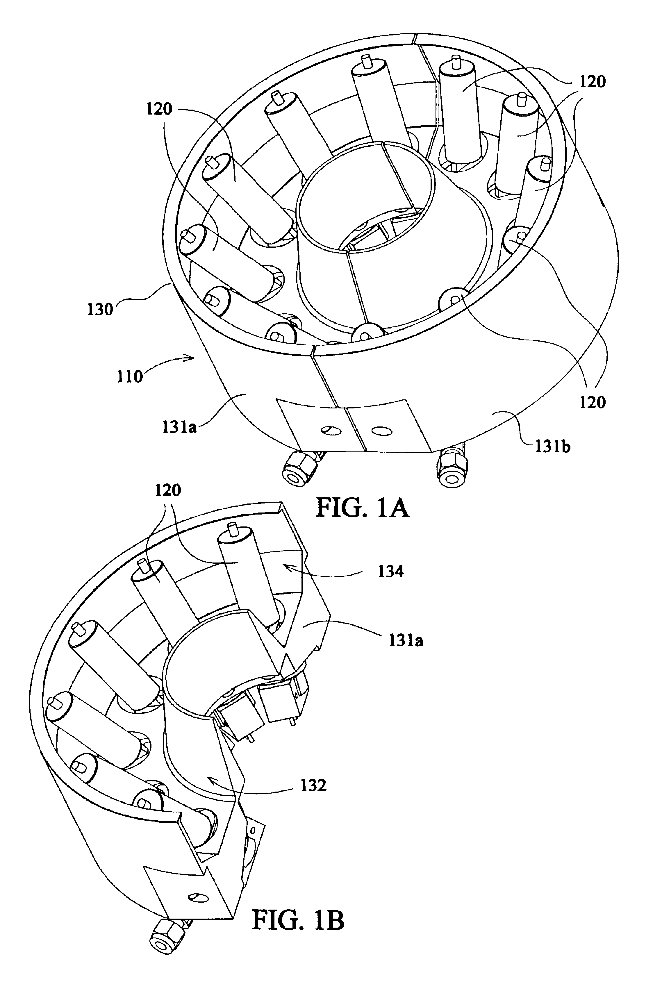 Radiant heating source with reflective cavity spanning at least two heating elements