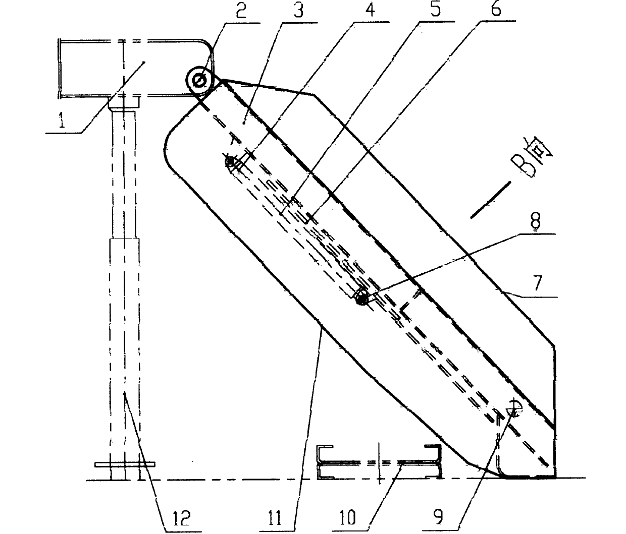 Hydraulic support tail beam