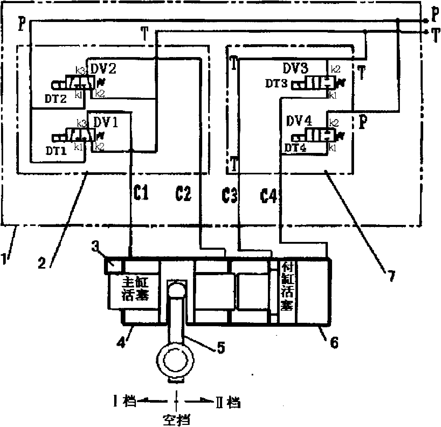 Hydraulic control system for gear shifting of manual gearbox