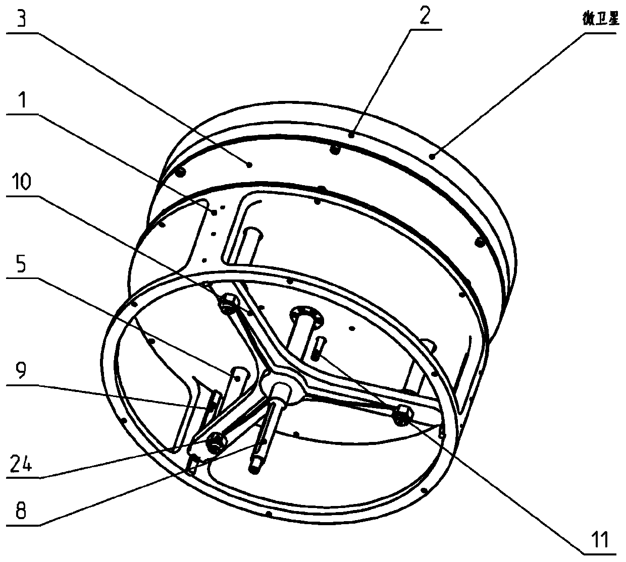 A linkage unlocking micro-satellite on-orbit release device