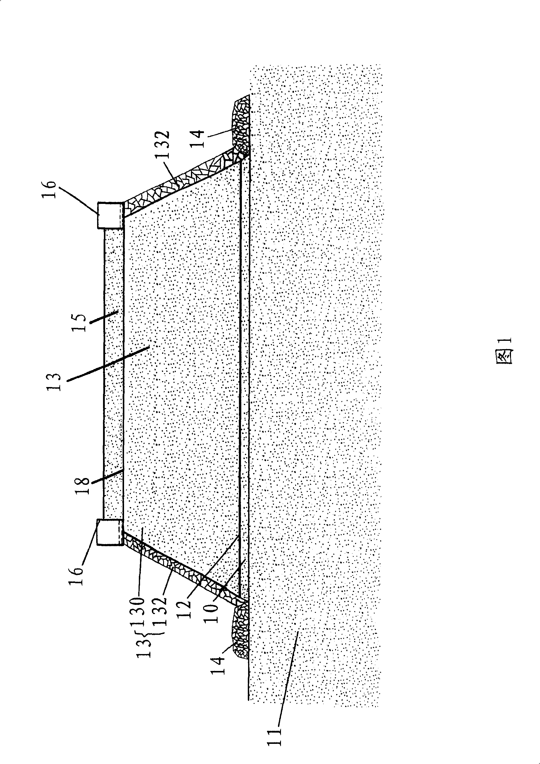 Method for building over loading railway road-bed on salting ground